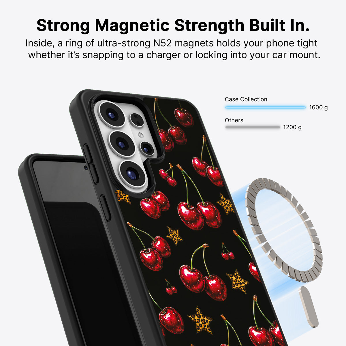Samsung Galaxy S26 Ultra Qi2 magnetic case with N52 magnets – Rebel Cherry design