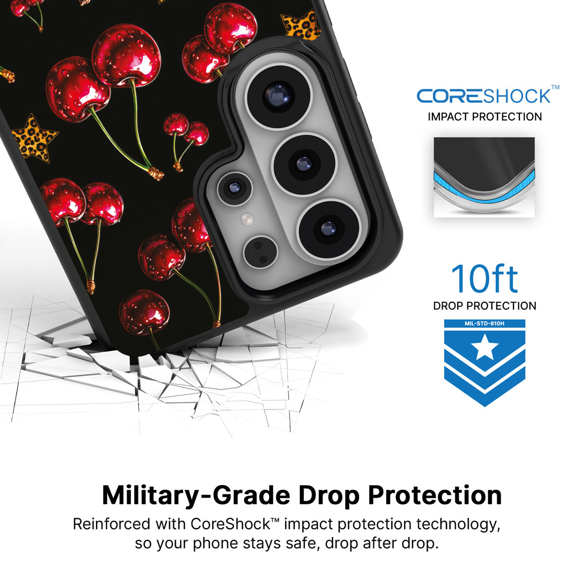 Rebel Cherry Samsung Galaxy S26 Ultra case with 10ft military-grade drop protection
