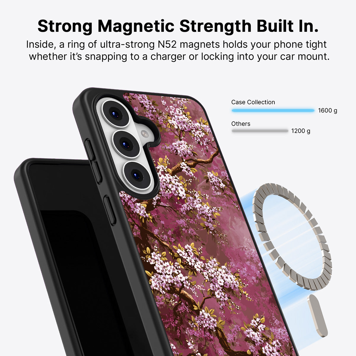 Samsung Galaxy S26 Plus Qi2 magnetic case with N52 magnets – Rose Whisper design