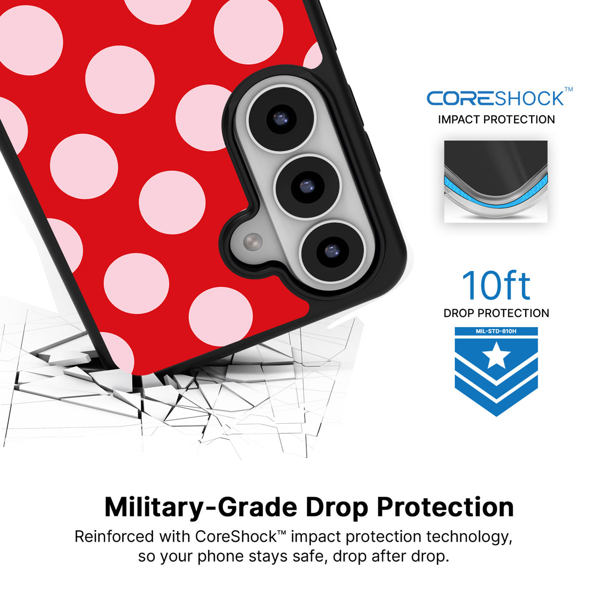 Rouge Blush Samsung Galaxy S26 Plus case with 10ft military-grade drop protection