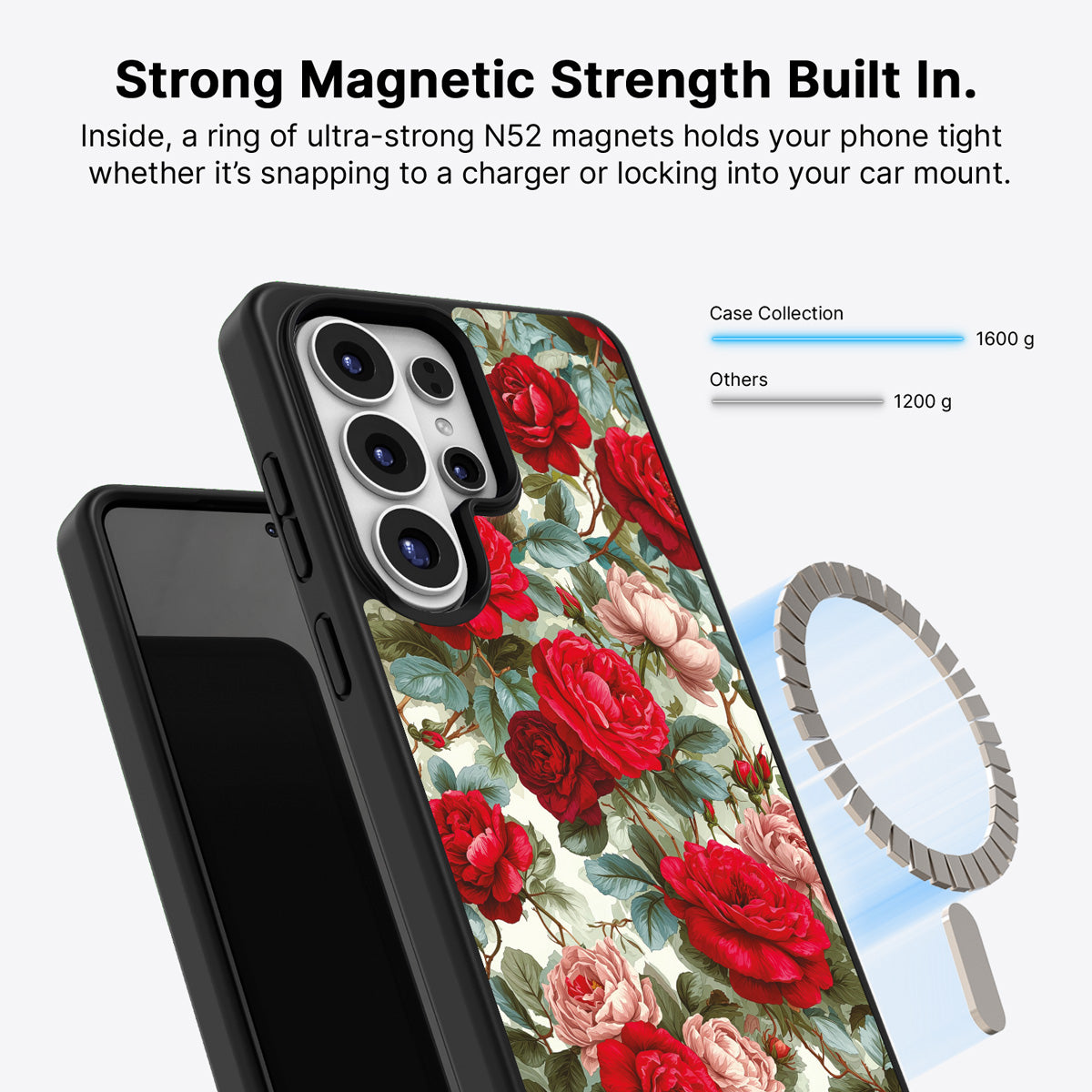 Samsung Galaxy S26 Ultra Qi2 magnetic case with N52 magnets – Ruby Roses design