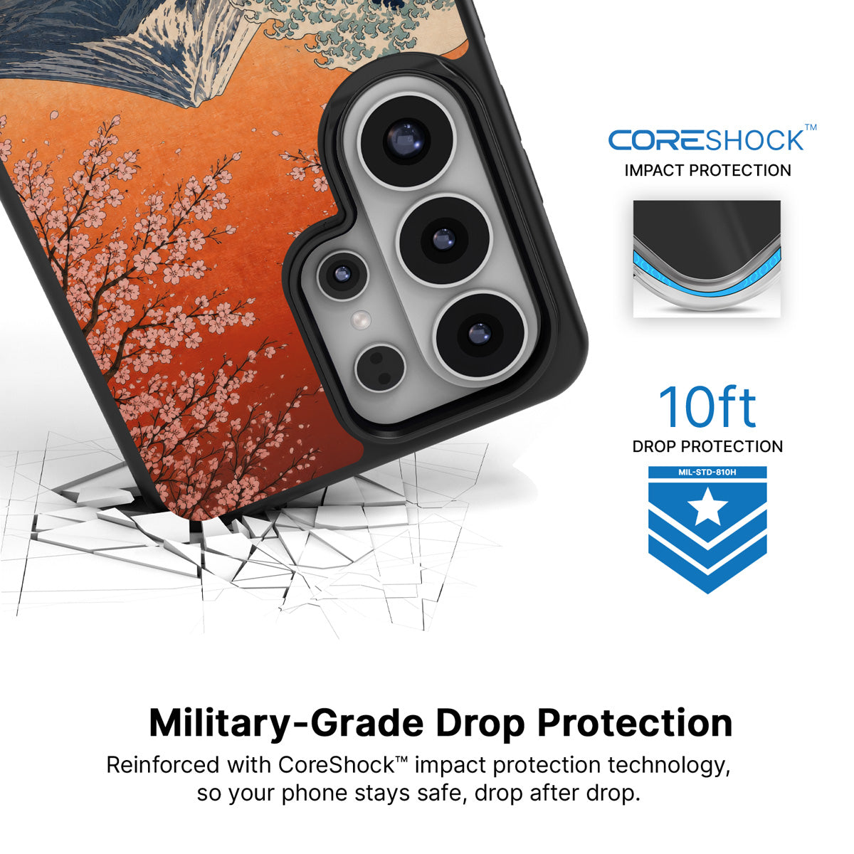 Sakura Coast Samsung Galaxy S26 Ultra case with 10ft military-grade drop protection