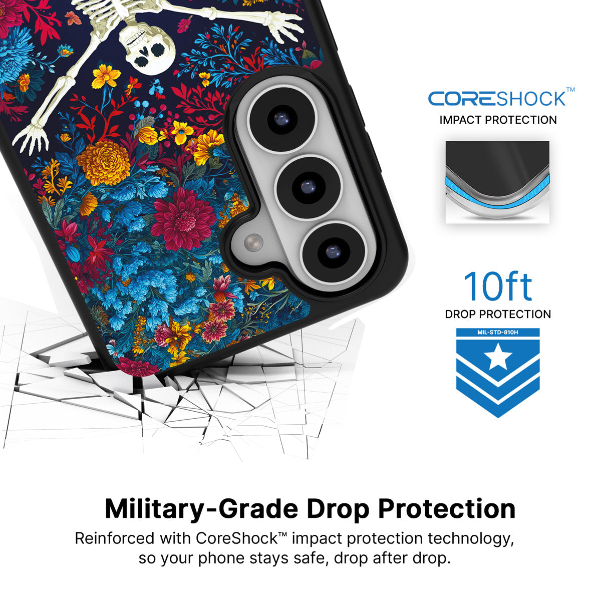 Skeleton Garden Samsung Galaxy S26 Plus case with 10ft military-grade drop protection