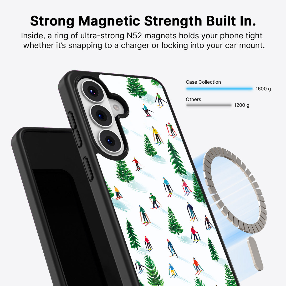 Samsung Galaxy S26 Qi2 magnetic case with N52 magnets – Ski Club design
