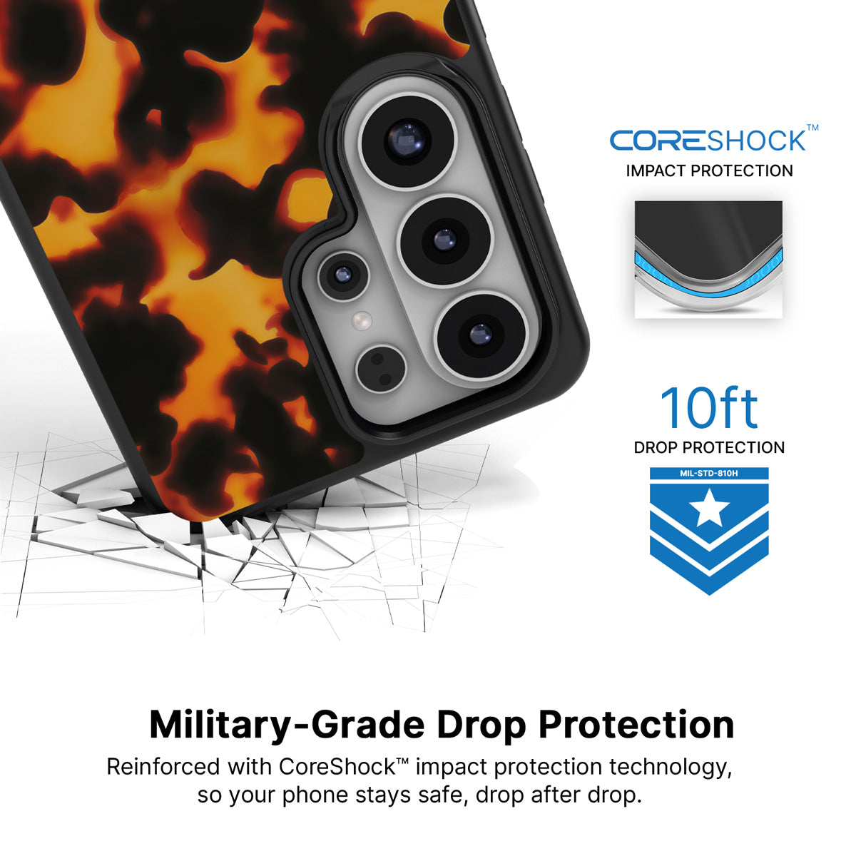 Tortoise Shell Samsung Galaxy S26 Ultra case with 10ft military-grade drop protection