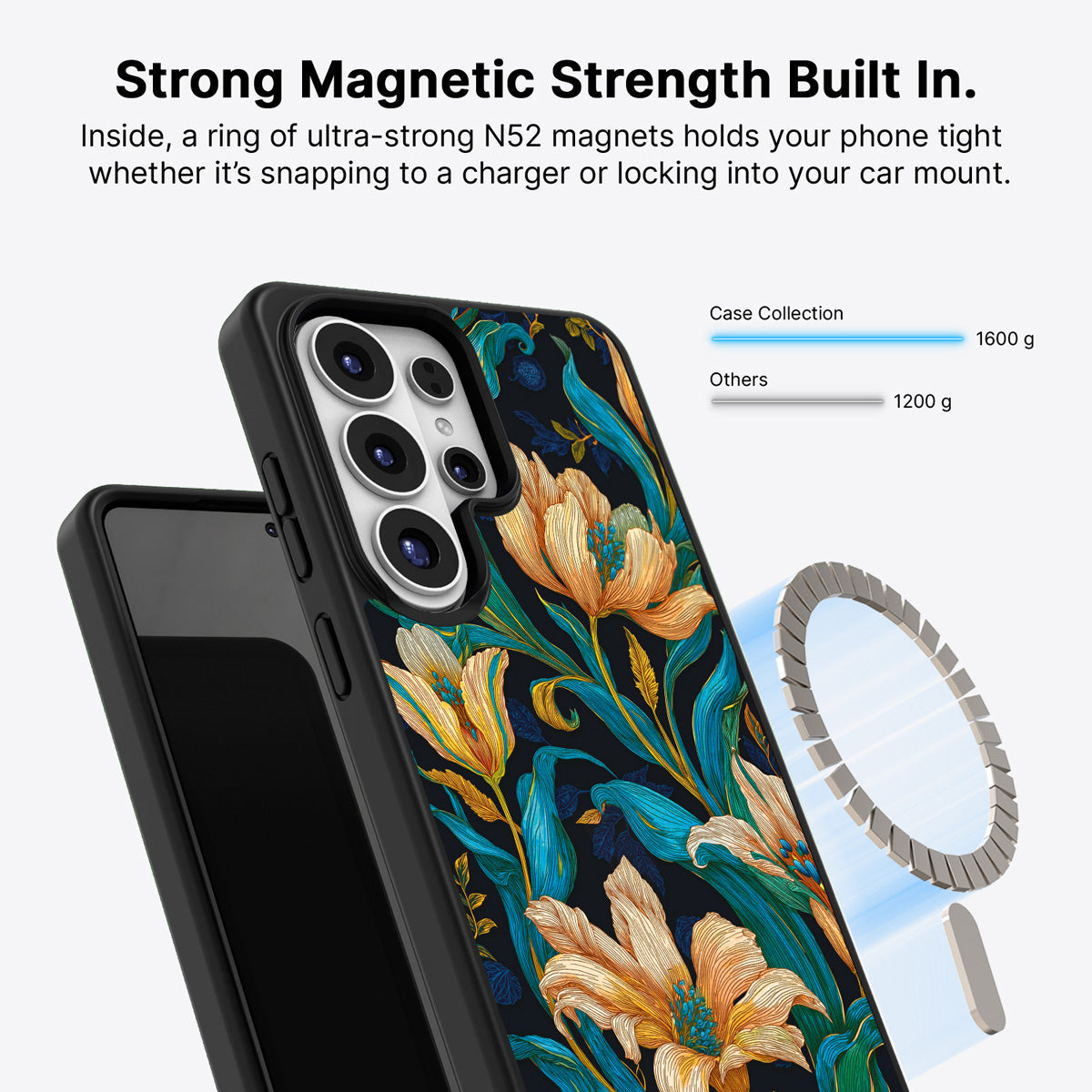 Samsung Galaxy S26 Ultra Qi2 magnetic case with N52 magnets – Tulip Play design