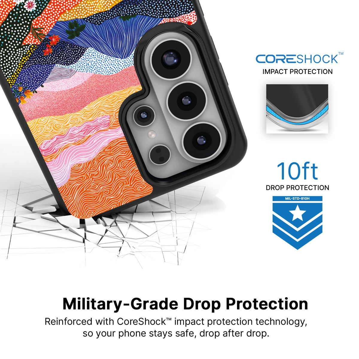 Wildflower Valley Samsung Galaxy S26 Ultra case with 10ft military-grade drop protection