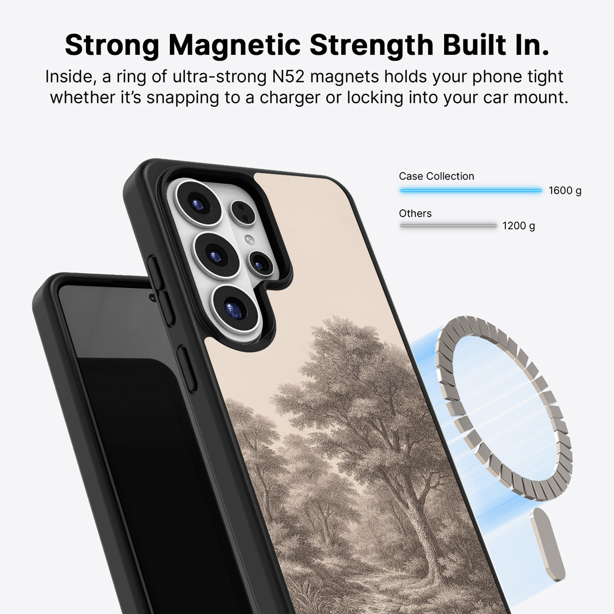 Samsung Galaxy S26 Ultra Qi2 magnetic case with N52 magnets – Woodland design